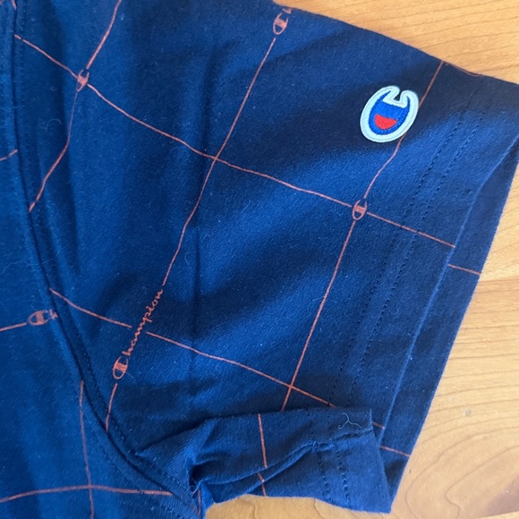 Champion Grid Pattern Navy T-Shirt - Picture 3 of 4
